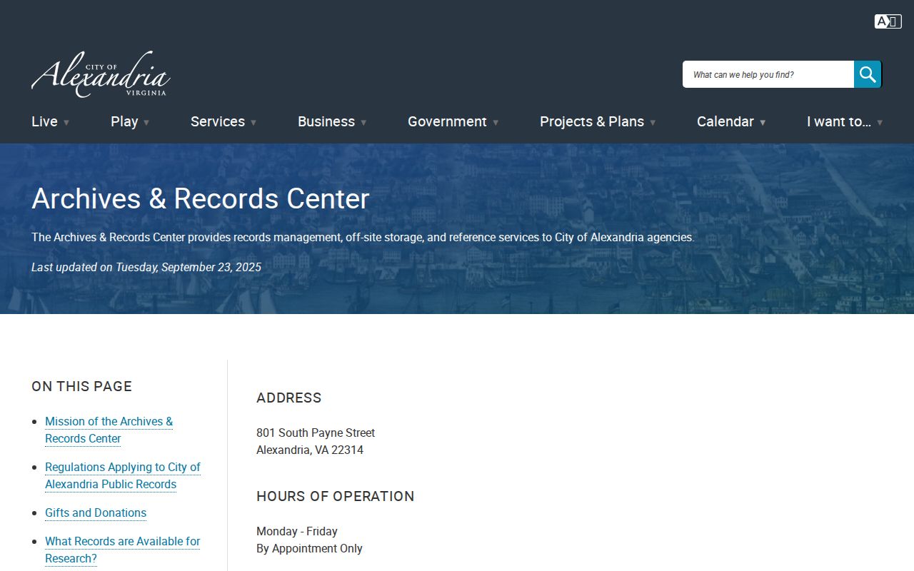 Alexandria city directory access at the Alexandria Archives and Records Center