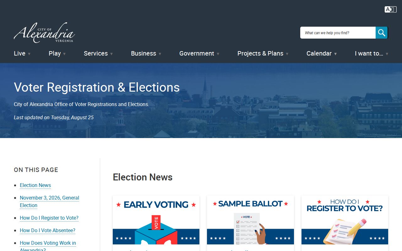 Alexandria resident lookup information at the Alexandria elections office