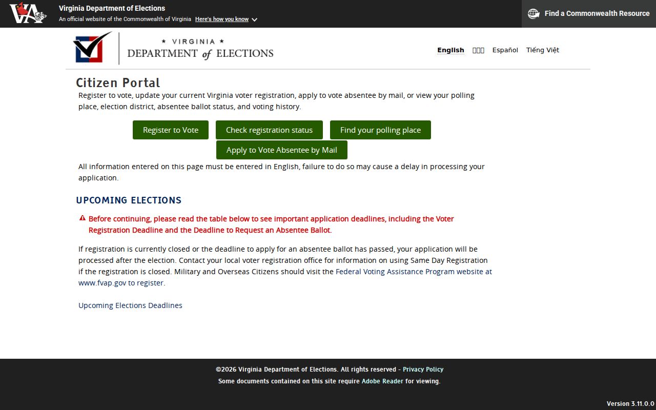 Alexandria resident lookup through the Virginia voter-status lookup portal